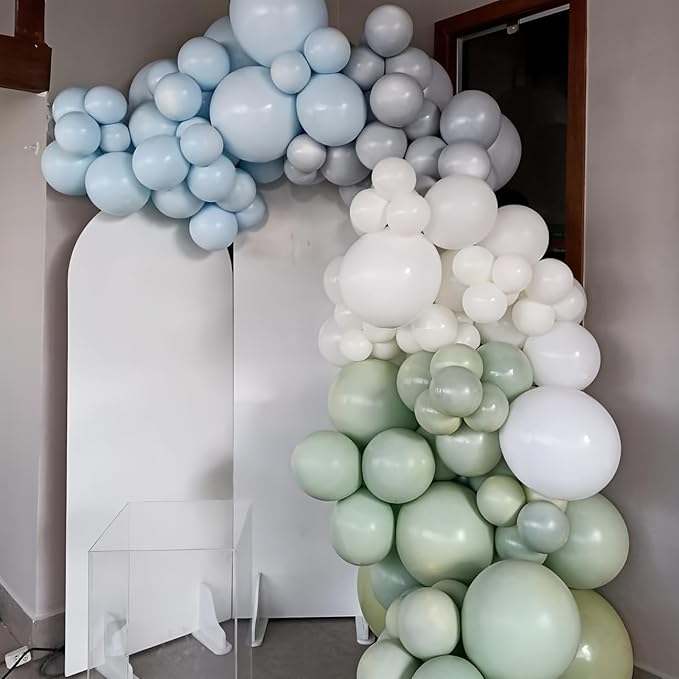 Dusty Green Balloons Arch 103pcs Light Olive Sage Green Balloons Garland Different Sizes Retro Haze Fog Balloon Helium Latex Balloon Boho Birthday Party Decoration Jungle Safari Bridal Baby Shower