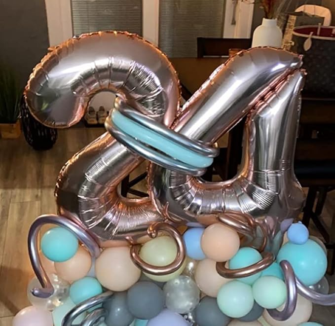 40 Inch Rose Gold Number Balloon 4, Large Number Foil Balloons Mylar for Girl Boy Birthday Party Celebration Decorations Supplies, Digital Balloons for Wedding Anniversary Events Decorations