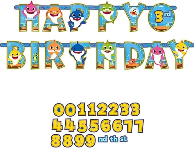 Baby Shark Happy Birthday Jumbo Add An Age Banner - 10.5' x 10" (Pack Of 1) - Multicolor Party Decoration - Great For Themed Parties & Events