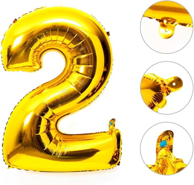 40 Inch Large Foil Helium Number Balloon Birthday Wedding Party 0-9 (Gold, 2)