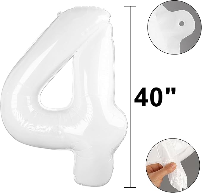 40 Inch White Number 24 Digital Balloon,Jumbo Mylar Foil Helium Balloon for 24 Balloons for Birthday Party,Wedding Anniversary Party Decorations