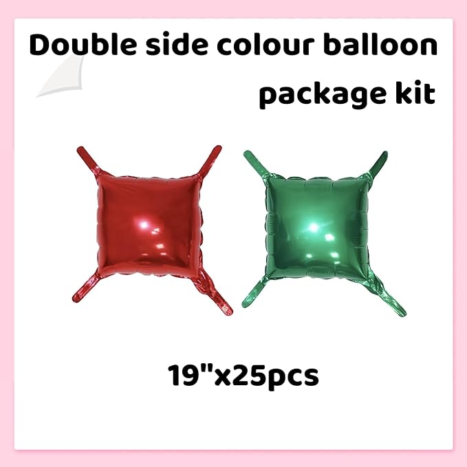 Christmas Eve Backdrop Green and Red Square Foil Balloons Wall Tunnel Mylar Aluminum Double Sided Flat Balloon Arch Garland Kit For Happy Birthday Party Background Supply Decorations