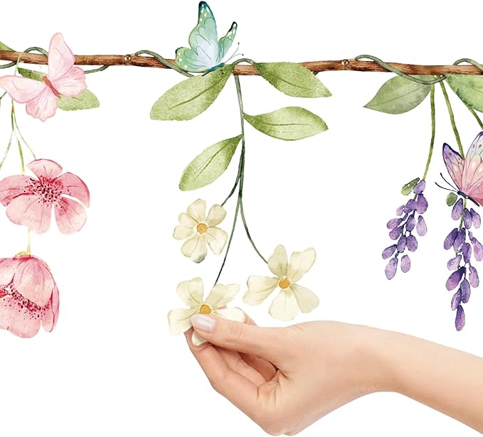 2 Pcs Wildflower Garland, Wildflower Party Decorations Reusable Garden Flower Banner for Baby Shower Birthday Spring Supplies Fresh Off the Market Bridal Shower Girl Party
