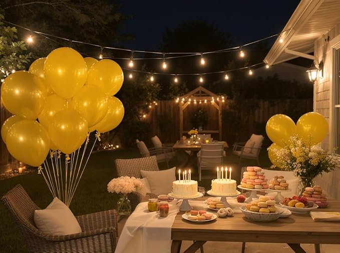50 Pcs 12 Inch Golden Yellow Balloons, Matte Gold Latex Balloons for Party Decorations, Thick Sunflower Yellow Balloons for Bee Theme Birthday, Baby Shower