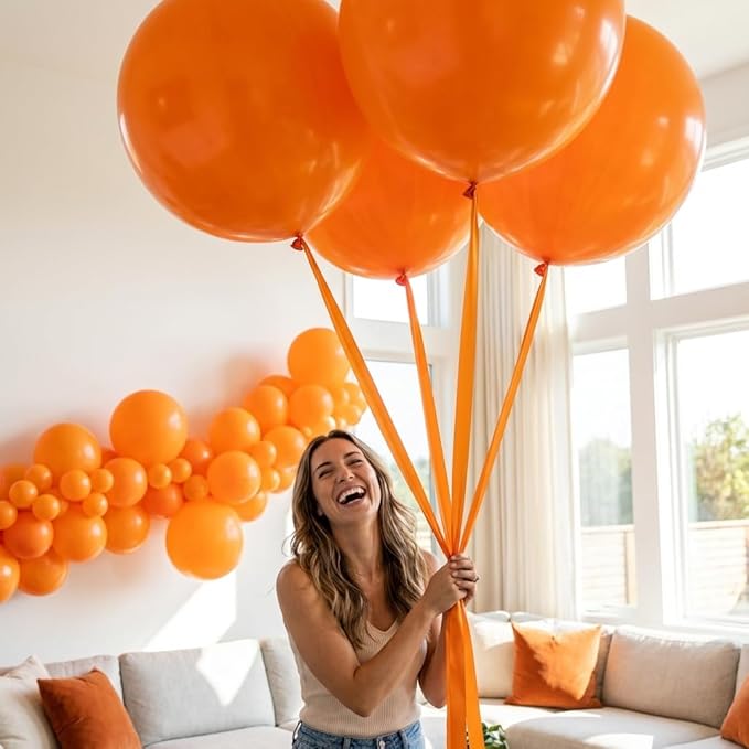 KALOR Orange Giant Balloons 36 Inch Large Latex Balloons, 4 Pack Jumbo Round Helium Balloon for Birthday Bridal Shower Wedding Baby Shower Party Decorations