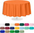 Mulbozy 2 Pcs Orange Round Tablecloth, 84 inches Disposable Plastic Orange Circle Table Covers for Baby Shower Wedding Bridal Shower Fall Birthday Party Decorations