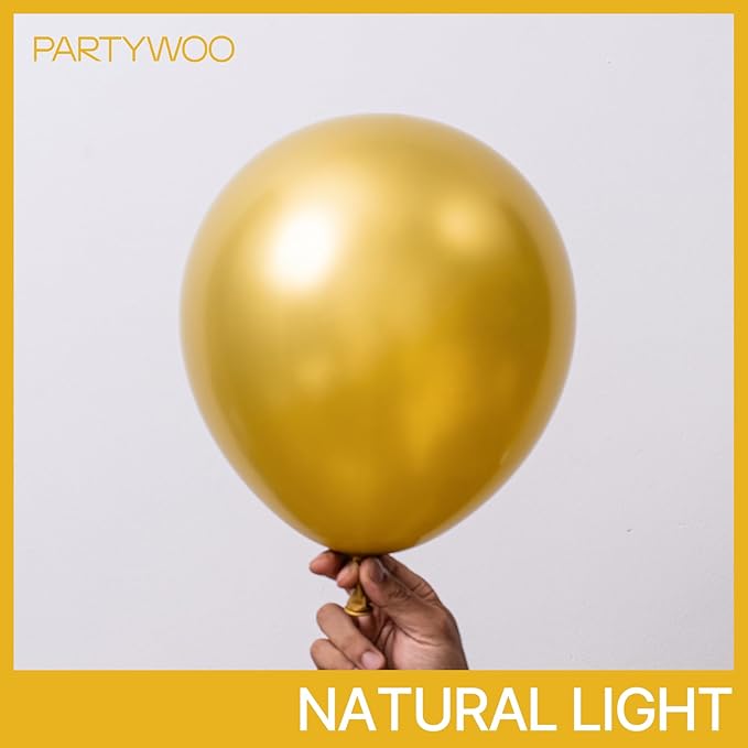 PartyWoo Gold Balloons 140pcs Different Sizes of 18 12 10 5 Inch Gold Balloon Arch Kit Garland for Birthday Wedding Anniversary Baby Shower Graduation Retirement Casino Party Decorations Gold-G101