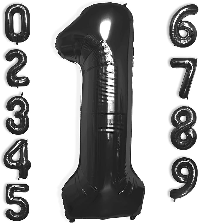 40 Inch Large Black Number Celebration and Decoration Balloon for Birthday Parties, Graduations, Anniversaries, Weddings, Photo Shoots, Special Events - Helium Foil Mylar (Black Number 1)