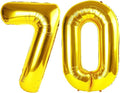 Gold Number 70 Balloon 40 inch, 70 Number Balloons, 70th Gold Birthday Decorations, 70 Year Old Women Men Golden Party Supplies