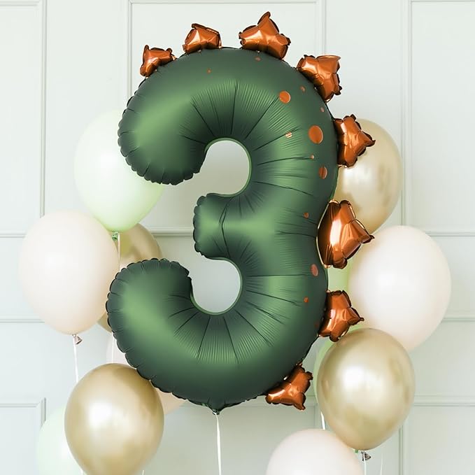 Dinosaur Number 3 Balloon PartyDeco 36 Inch Three Rex Balloons 3 Years Old Birthday Decorations Boy Dinosaur Third Birthday Party Supplies