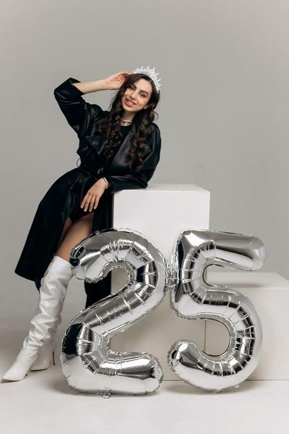 15 Number Balloons, Silver Balloons for Woman Man 15th Birthday Party Decoration, 40 Inch Foil Number 15 Ballon for 15, 51 Anniversary, Bridal Shower, Graduation, Wedding, New Year, Valentine's Day