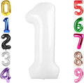 40 Inch White Number 1 Balloon, Giant Number 1 Balloons for 11th 12th 21st Birthday Decorations, Party Supplies for Baby Boy Girl, White Party Decor