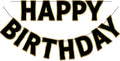 Happy Birthday Banner Black & Gold Birthday Signs Banners, Birthday&Colorful Party Decorations for Girls, Boys, Women, Adults, Pets, Photo Backdrop & Wall Decor for All Celebrations