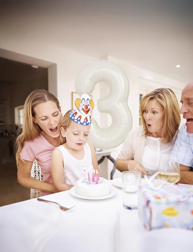 Cream Number 3 Balloons – 40 Inch Giant Foil Number Balloon, Light Cream Number Balloon for Birthday Anniversary Baby Shower Party Decorations