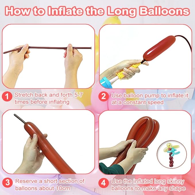 500Pcs 260 Long Balloons, Twisting Animal Balloons Assorted Color - Thickening Latex Magic Long Balloon for Animals Modeling Wedding Birthday Party Decorations