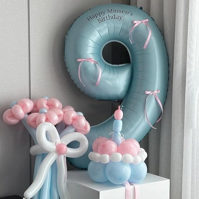 40 Inch Matte Blue 8 Number Balloons Light Blue Number 8 Foil Balloon Mylar Helium Balloon for Birthday Party Decoration Wedding Anniversary Supplies (Number 8)