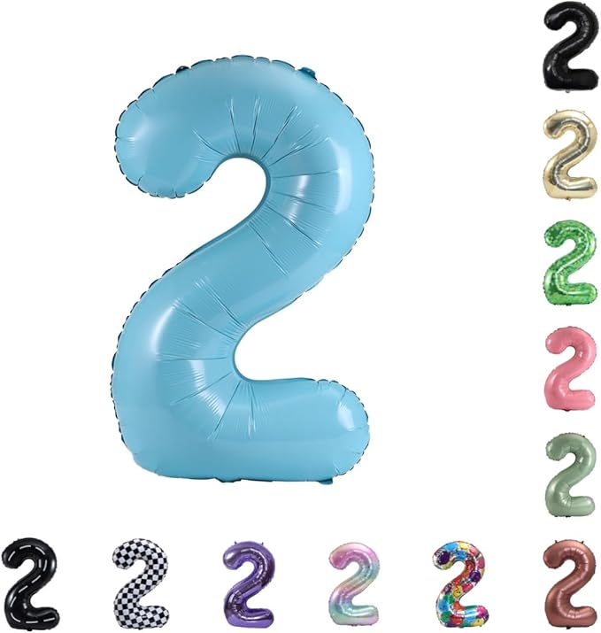 40 Inch Large Foil Helium Number Balloon Birthday Wedding Party 0-9 (Baby Blue, 2)