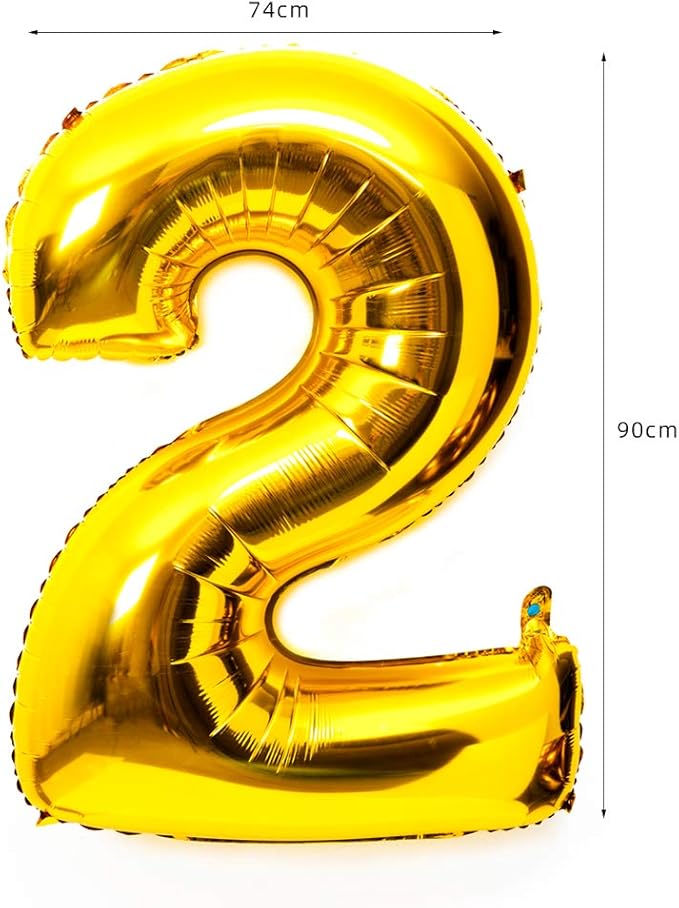 40 Inch Large Foil Helium Number Balloon Birthday Wedding Party 0-9 (Gold, 2)