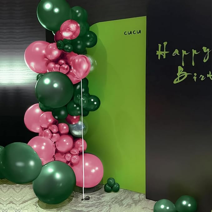Dusty Rose Balloon Arch Kit, 142 Pcs Retro Pink Nude Dark Green Latex Balloons Different Sizes 18 12 10 5 Inch for Birthday, Baby Shower, Wedding