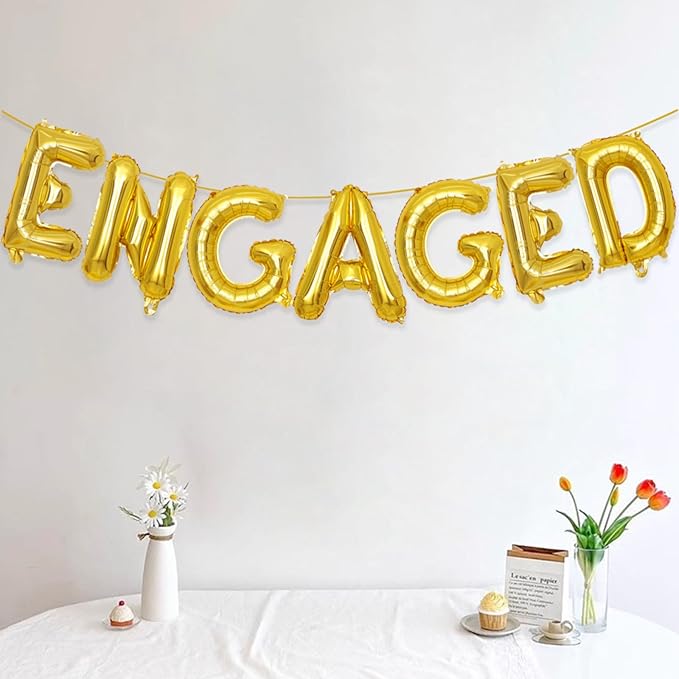 2 Set 14Pcs Gold Engaged Letter Balloons 16in Balloon Foil Letter Decorations Party Decor Gold Letter Balloons Engaged Party Supplies