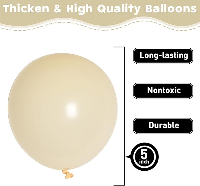 Ivory White Balloons 60pcs 5inch Small Cream Balloon for Balloon Garland Arch 5'' Round Mini Neutral Light Nude Latex Balloon for Kids Birthday Party Decoration DIY Baby Shower Wedding Annversary