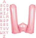 SUWEN 40 Inch Pink Large W Letter Balloons Big Foil Helium Letter Balloons A-Z Jumbo Mylar Happy Birthday Party Decorations for Girl Anniversary Party Supplies