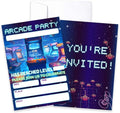 CLIRBE Arcard Games Birthday Party Invitations, Glow Neon Games Birthday Invitations For Brother Bro Teen Boys Girls, 20 Invites Cards With 20 Envelopes, Party Supplies Favors -H12