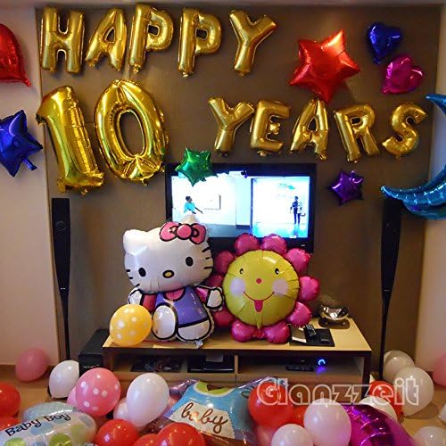 Glanzzeit 16 Inch Gold Balloons Decor Letters A to Z Numbers 0 to 9 for Wedding Prom Birthday Party (Number 8)