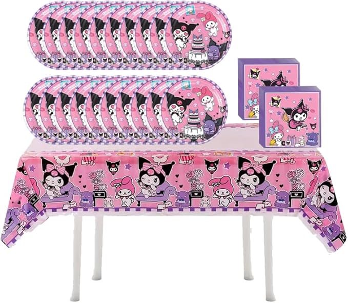 41 pcs Pink Cat Party Decoration Hello Cat Pink Kite Including 1pc Tablecover 20 pcs 7 inches Plates and 20 pcs 6.5 inches Napkins Cat Theme Birthday Party Decoration Favor Sets (bow kurm)