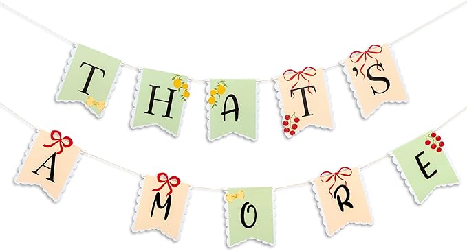 That's Amore Italian Themed Decorative Banner-Wedding Banner Hanging Garland for Bachelorette, Engagement or Wedding Party Decorations Bridal Shower Photo Prop Sign