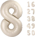 40 Inch Giant Milk White Foil Number 8th 18th 28th Birthday Cream Balloons Digit 8 Balloons for Men Women 80th Anniversary Party Decorations Supplies