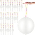 24Pcs White Punch Balloons Bounce Balloon with Rubber Band Handle Punching Heavy Duty Farm Themed Punch for Birthday Party, Kids (White)