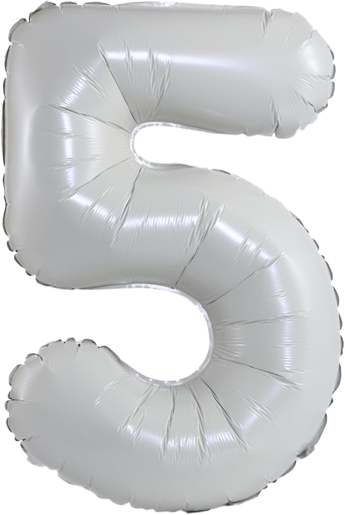 YPSelected 32 Inch Large Foil Helium Number Balloon Birthday Wedding Party 0-9 (Ivory, 5)