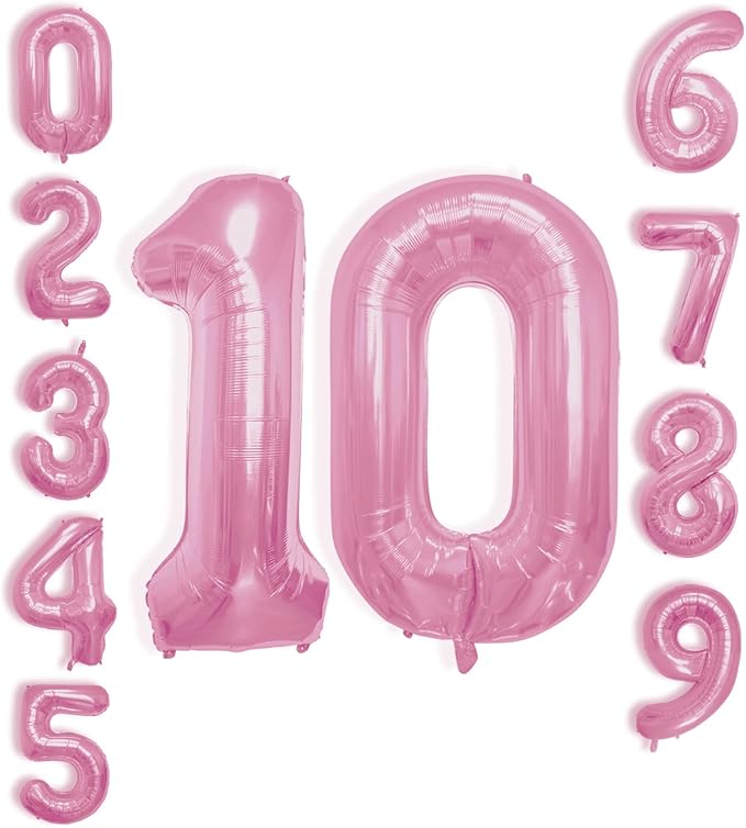 40 Inch Large Pink Number Celebration and Decoration Balloon for Birthday Parties, Graduations, Anniversaries, Weddings, Photo Shoots, Special Events - Helium Foil Mylar (Pink Number 10)