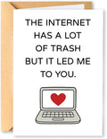 KINGNAME Funny Internet Love Card, Online Dating Humor Card for Partner, Cute Tech-Themed Romantic Card for Him Her