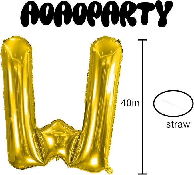 Letter Balloons 40Inch Large Giant big Foil Mylar Gold Balloons W for Birthday Party Decorations