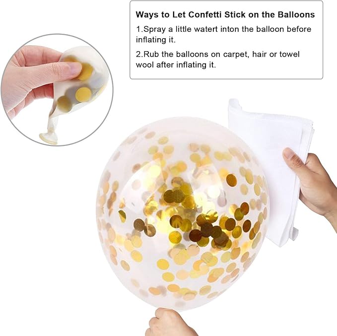 Navy Blue and Gold Confetti Balloons, 50 pcs 12 inch Pearl White and Gold Metallic Chrome Birthday Balloons for Celebration Graduation Party Balloons