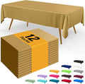 Smiry Disposable Table Cloth - 12 Pack, 54 x 108 Inch Waterproof Rectangle Tablecloths for Parties, Decorative Plastic Table Cover, Leakproof & Sturdy, Gold