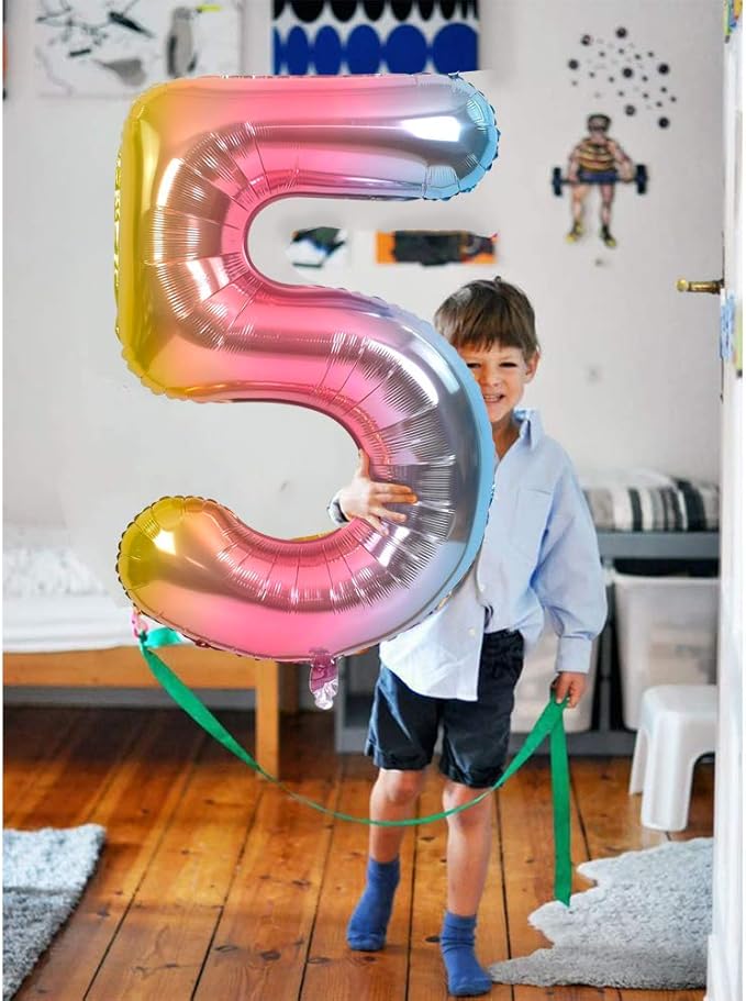 TONIFUL 40 Inch Rainbow Large Numbers Balloons 0-9, Number 0 Digital 0 Helium Balloons, Foil Mylar Big Number Balloons for Birthday Party Anniversary Supplies Decorations