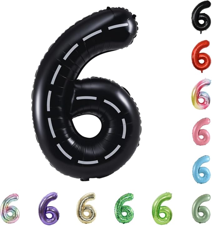 40 Inch Large Foil Helium Number Balloon Birthday Wedding Party 0-9 (Racetrack, 6)