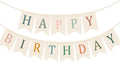 Doumeny Happy Birthday Burlap Banner Boho Birthday Garland Bunting Sage Green Pink Bohemian Party Hanging Flag White Happy Birthday Party Bunting Garland for Women Men Birthday Kid Photo Backdrop