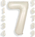 SUWEN 40 Inch Cream White Large 7 Number Balloons Big Foil Helium Number Balloons 0-9 Jumbo Happy 7th Mylar Birthday Party Decorations for Boy or Girl Anniversary Party Supplies