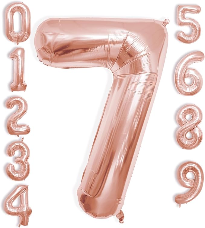 40 Inch Large Rose Gold Number Celebration and Decoration Balloon for Birthday Parties, Graduations, Anniversaries, Weddings, Photo Shoots, Special Events (Rose Gold Number 7)