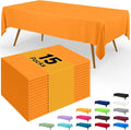 Smiry Disposable Table Cloth - 15 Pack, 54 x 108 Inch Waterproof Rectangle Tablecloths for Parties, Decorative Plastic Table Cover, Leakproof & Sturdy, Orange