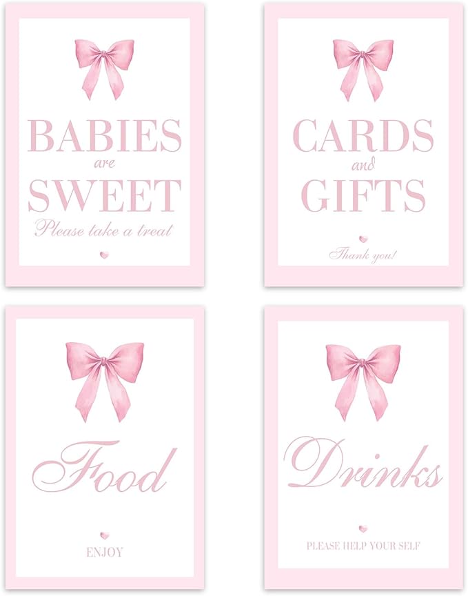 Pink Bow Baby Shower Decorations, Baby Shower Games, Pink Bow Enioy Gift and Gift Cards for Kids' Party, Birthday Party Decorations Bow Games Activity Party for Girl