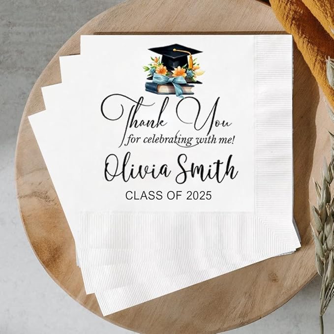Personalized Graduation Party Disposable Napkins, Custom Grad Party Decor, Class Of 2025, Congratulations Grad, Gifts For Graduations Parties Style 5
