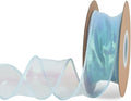 TONIFUL 1-1/2 Inch Wide Laser Light Sky Blue Wired Chiffon Ribbon Shimmer Sheer Organza Ribbons for Crafts Floral Bouquets Wedding Party Decorations Valentine's Day Gift Wrapping Bow Making (10yd)