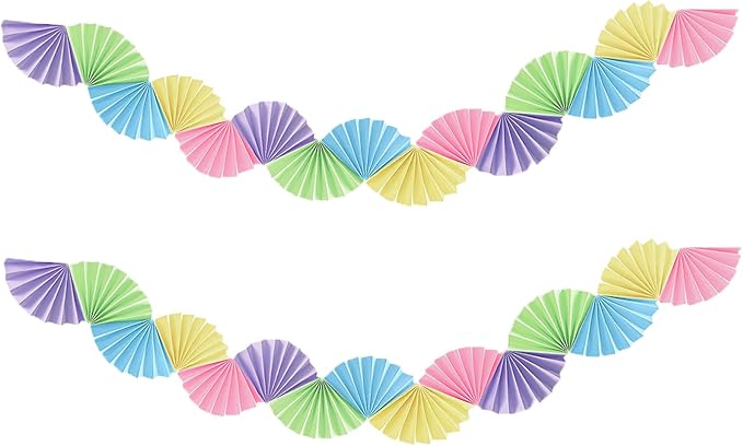 Banner Garland Fan-Shaped, Macaron Colors Wall Decor Party Decorations for Birthday Wedding College Nurse Graduation Holiday New Year, Festive Supplies