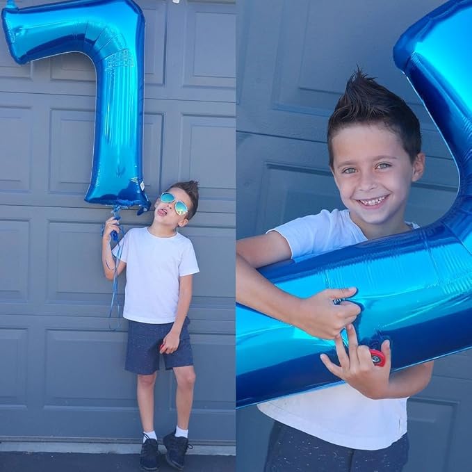 40 Inch Number 7 Balloon, Dark Blue Seven Birthday Decor, 7 17 27 70 Year Old Balloon Number for Engagement, Wedding, Graduations
