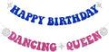 Happy Birthday Dancing Queen Banner Dancing Queen Themed Birthday Party Decorations Disco Bday Decorations Mamma Mia Decor Blue & Hot Pink